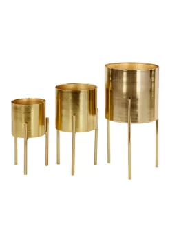 Budget ⌛ Contemporary Metal Planter - Set of 3 by Monroe Lane ⭐ -Monroe Lane Sales Belk 8154