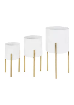 Budget ⌛ Contemporary Metal Planter - Set of 3 by Monroe Lane ⭐ -Monroe Lane Sales Belk 8155