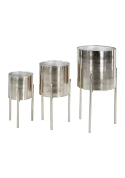 Budget ⌛ Contemporary Metal Planter - Set of 3 by Monroe Lane ⭐ -Monroe Lane Sales Belk 8156