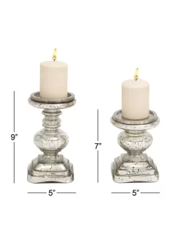 Best Pirce 👏 Traditional Glass Candle Holder - Set of 2 by Monroe Lane 🔥 -Monroe Lane Sales Belk 8301