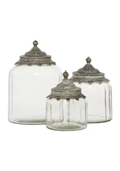 Deals 🔥 Traditional Glass Decorative Jars - Set of 3 by Monroe Lane ✨