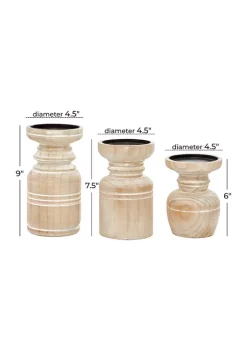 Best deal ❤️ Coastal Wood Candle Holder - Set of 3 by Monroe Lane 🌟 -Monroe Lane Sales Belk 8338