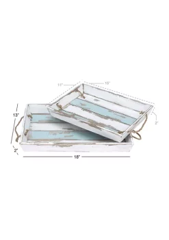 Best reviews of 👏 Coastal Wood Tray - Set of 2 by Monroe Lane ❤️ -Monroe Lane Sales Belk 8451