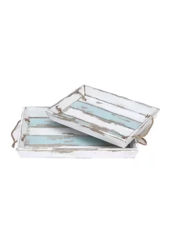 Best reviews of 👏 Coastal Wood Tray - Set of 2 by Monroe Lane ❤️ -Monroe Lane Sales Belk 8453