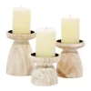 New ❤️ Coastal Wood Candle Holder - Set of 3 by Monroe Lane ⌛