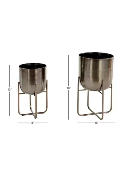 Best Sale 🛒 Contemporary Metal Planter - Set of 2 by Monroe Lane 😉 -Monroe Lane Sales Belk 8795