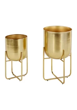 Best Sale 🛒 Contemporary Metal Planter - Set of 2 by Monroe Lane 😉 -Monroe Lane Sales Belk 8797