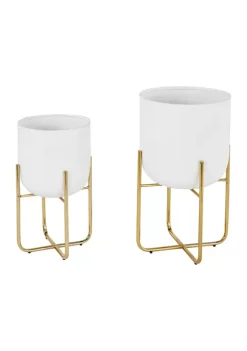 Best Sale 🛒 Contemporary Metal Planter - Set of 2 by Monroe Lane 😉 -Monroe Lane Sales Belk 8798