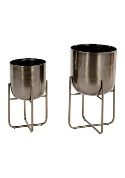 Best Sale 🛒 Contemporary Metal Planter - Set of 2 by Monroe Lane 😉 -Monroe Lane Sales Belk 8800