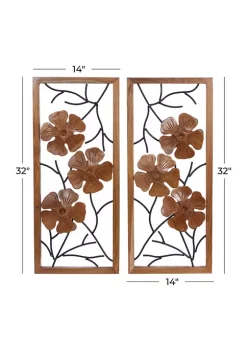 Best reviews of ⌛ Contemporary Teak Wood Wall Decor - Set of 2 by Monroe Lane ⌛ -Monroe Lane Sales Belk 9306