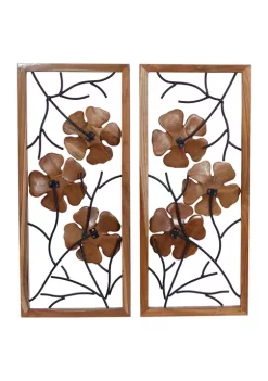 Best reviews of ⌛ Contemporary Teak Wood Wall Decor - Set of 2 by Monroe Lane ⌛ -Monroe Lane Sales Belk 9307