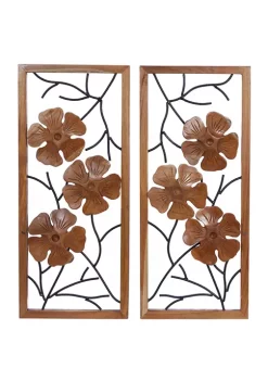 Best reviews of ⌛ Contemporary Teak Wood Wall Decor - Set of 2 by Monroe Lane ⌛ -Monroe Lane Sales Belk 9308