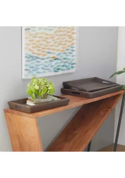 Budget 🤩 Mango Wood Contemporary Tray - Set of 3 by Monroe Lane 😀 -Monroe Lane Sales Belk 9359