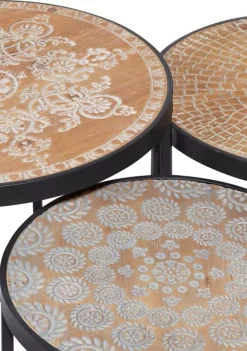 Outlet 🥰 Farmhouse Wood Accent Table - Set of 3 by Monroe Lane 🧨 -Monroe Lane Sales Belk 9557