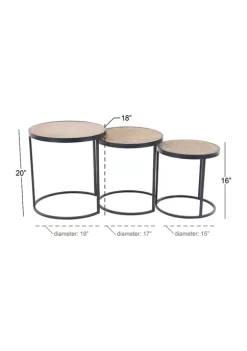 Outlet 🥰 Farmhouse Wood Accent Table - Set of 3 by Monroe Lane 🧨 -Monroe Lane Sales Belk 9559