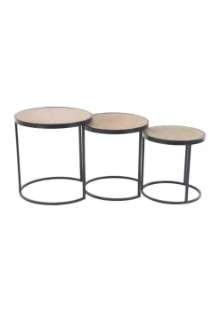 Outlet 🥰 Farmhouse Wood Accent Table - Set of 3 by Monroe Lane 🧨 -Monroe Lane Sales Belk 9560