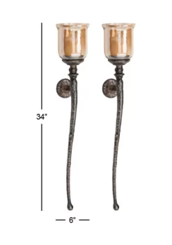 Discount ✔️ Traditional Aluminum Candle Holder - Set of 2 by Monroe Lane 👍 -Monroe Lane Sales Belk 9593