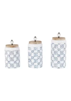Outlet 😀 Farmhouse Metal Decorative Jars - Set of 3 by Monroe Lane 🎁