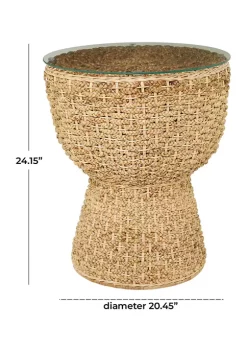 Promo 😉 Bohemian Seagrass Accent Table by Monroe Lane 🔥 -Monroe Lane Sales Belk 9951