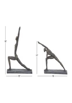Promo ✔️ Set of 2 Brass Polystone Modern Yoga Sculpture by Monroe Lane ✔️ -Monroe Lane Sales Belk 9982