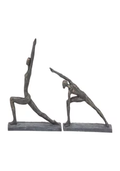 Promo ✔️ Set of 2 Brass Polystone Modern Yoga Sculpture by Monroe Lane ✔️ -Monroe Lane Sales Belk 9983